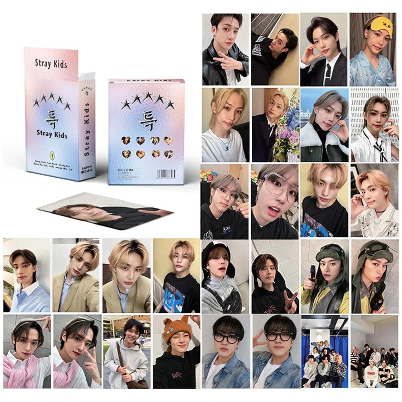 KPOPBP بطاقات فوتو كارد ليزر KPOPBP SKZ 50 قطعة مجموعة بطاقات LOMO كيبوب بطاقة ألبوم 5 نجوم هدية للمشجعين للبنات والأولاد - Image 3