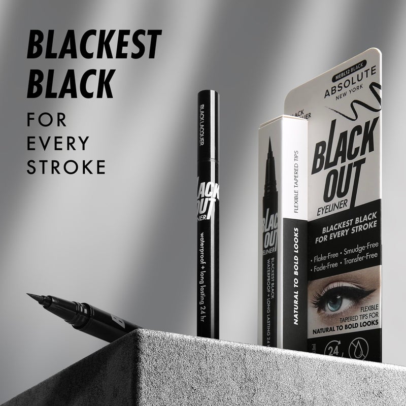 Absolute New York MEBL12 Black Out Eyeliner, Flexible Tapered Tip, Flake Free, Smudge Free - Image 2