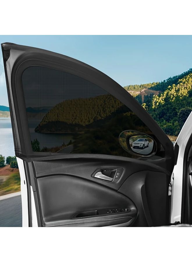Front Window Car Sunshade Privacy Curtains 2PCS Elastic Breathable with Zipper - Image 4