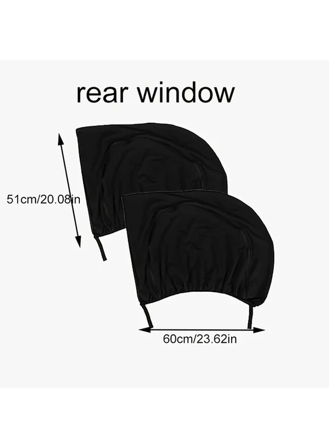 Front Window Car Sunshade Privacy Curtains 2PCS Elastic Breathable with Zipper - Image 3