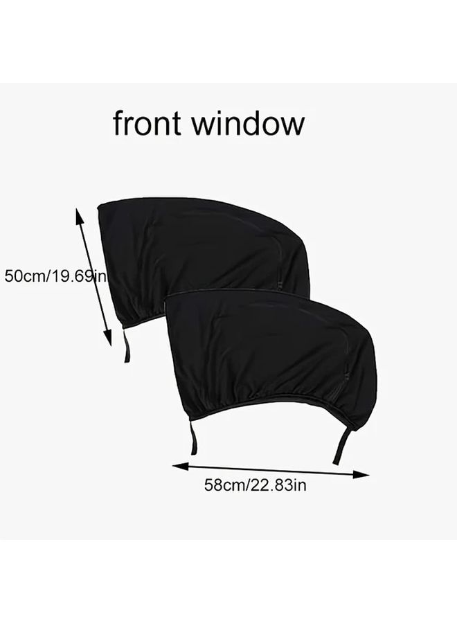 Front Window Car Sunshade Privacy Curtains 2PCS Elastic Breathable with Zipper - Image 2