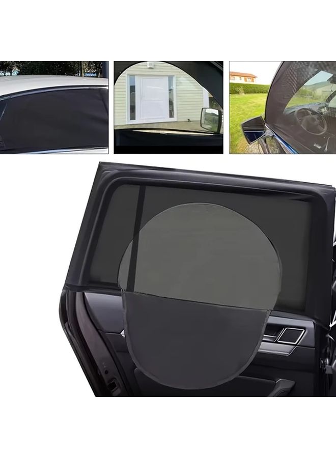 Front Window Car Sunshade Privacy Curtains 2PCS Elastic Breathable with Zipper - Image 1