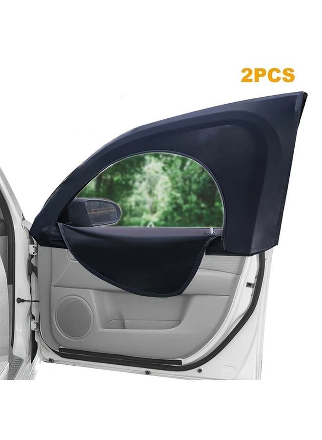 Front Window Car Sunshade Privacy Curtains 2PCS Elastic Breathable with Zipper - Image 5