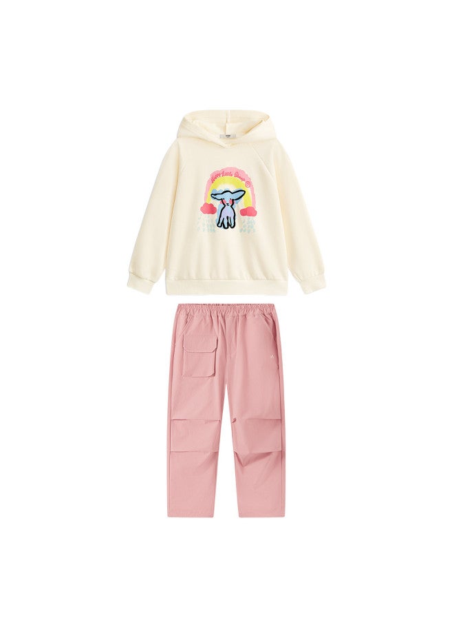 MQD Top + Pants】 Girls' Autumn New Casual Sporty Sweet Outfit Hoodie Set - Image 2