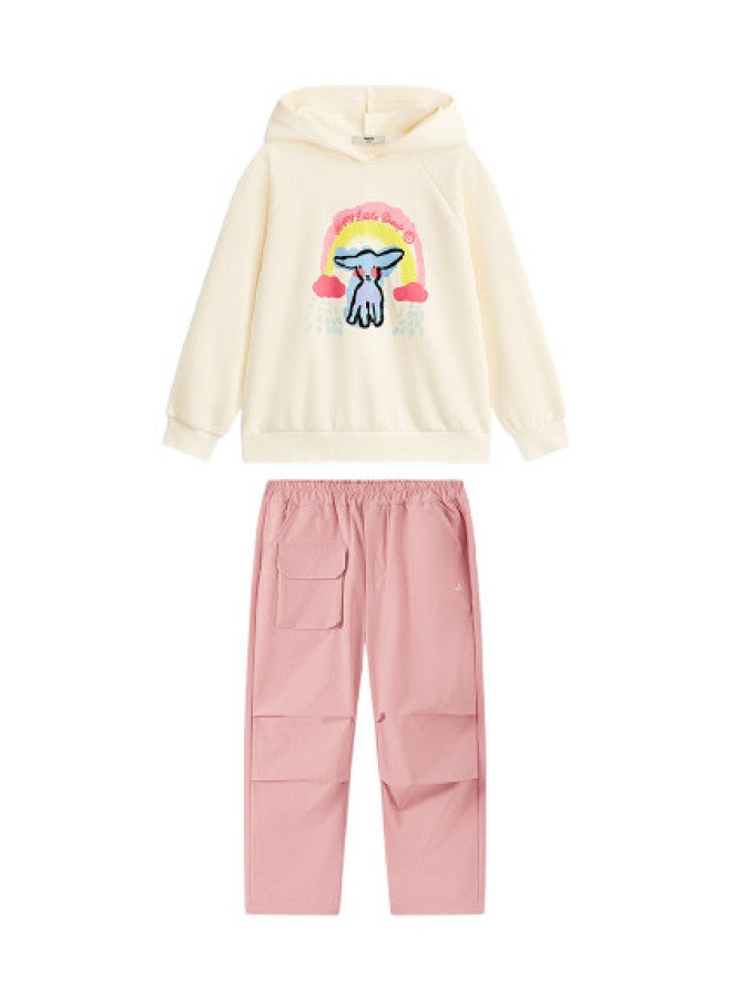 MQD Top + Pants】 Girls' Autumn New Casual Sporty Sweet Outfit Hoodie Set - Image 1