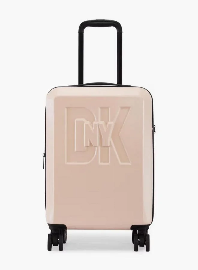 DKNY Logo Embossed Hardcase Luggage Trolley With Retractable Handle - 20 Inches Cabin Bag