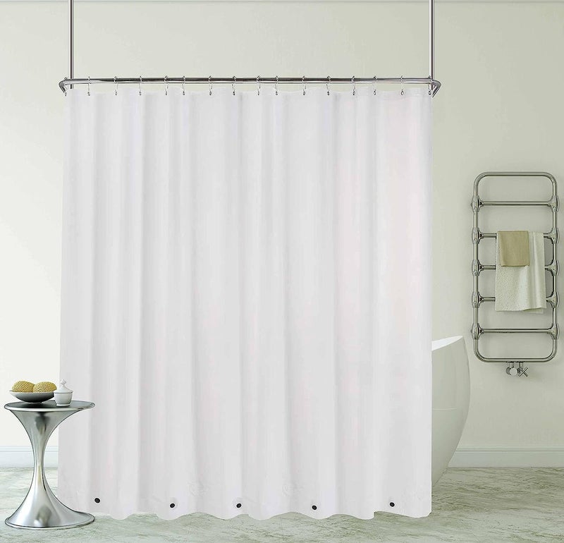 DeMediocre Clawfoot Tub Shower Curtain 108x72 Inch White Liner All Warp Around Extra Wide 24 Metal Hooks with Magnets Heavy Duty Vinyl Bath for Bathroom PEVA Waterproof Pure