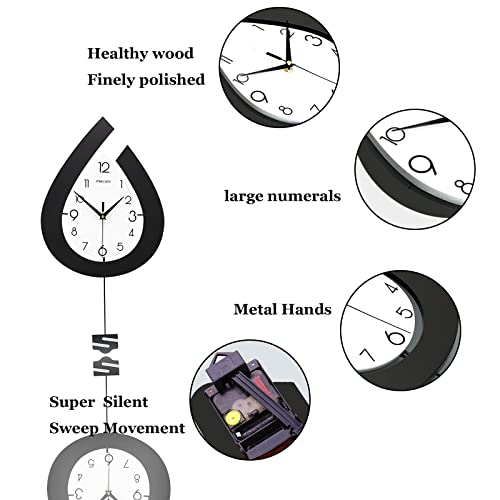 JTWALCLOCK Large Wall Clock for Living Room Decor Big Pendulum Modern Wall Clock Silent Non Ticking Battery Operated 28.7 Inch Clock for Kitchen Bedroom Bathroom Office Indoor Home Decorative - Image 3
