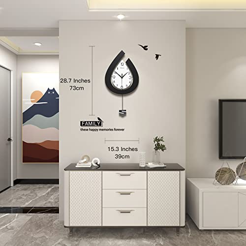 JTWALCLOCK Large Wall Clock for Living Room Decor Big Pendulum Modern Wall Clock Silent Non Ticking Battery Operated 28.7 Inch Clock for Kitchen Bedroom Bathroom Office Indoor Home Decorative - Image 4