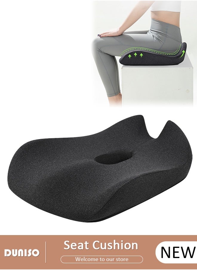 DUNISO Memory Foam Seat Cushion Coccyx Cushion for Office Chair Ergonomic Seat Pads Pillow for Car Seat Tailbone Sciatica Hemorrhoid Hollow Design Breathable Orthopedic Chair Cushion Pillow, Non-Slip Sitting Pillow for Car, Wheelchair, Office Chair  - Image 1