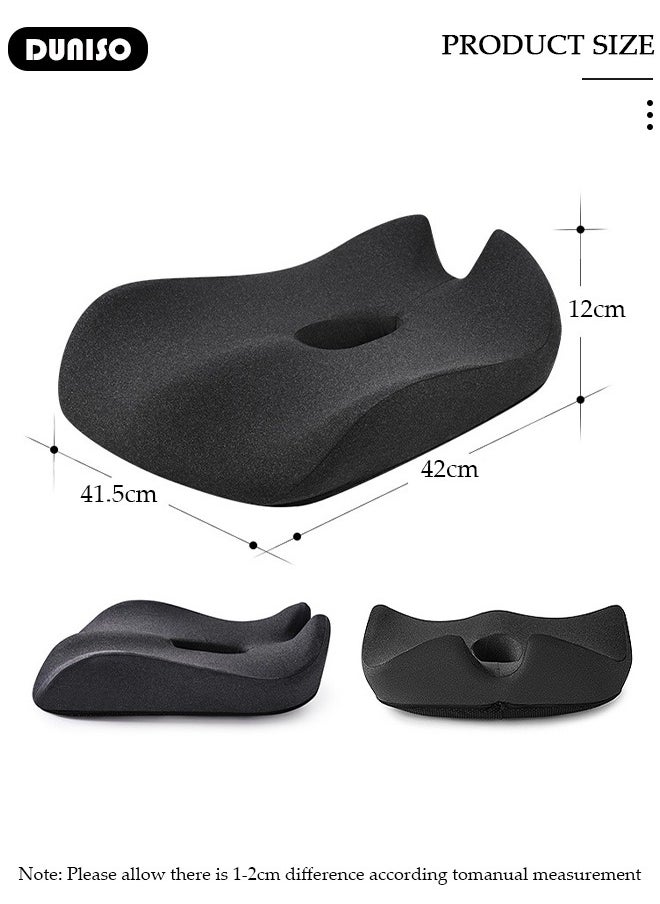 DUNISO Memory Foam Seat Cushion Coccyx Cushion for Office Chair Ergonomic Seat Pads Pillow for Car Seat Tailbone Sciatica Hemorrhoid Hollow Design Breathable Orthopedic Chair Cushion Pillow, Non-Slip Sitting Pillow for Car, Wheelchair, Office Chair  - Image 2