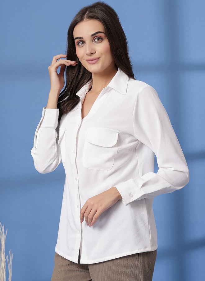 PlusS White Casual Shirt for Women - Image 3