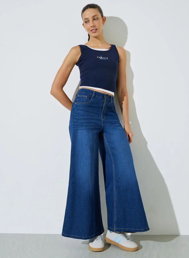 ستايلي Medium Blue Mid-Rise Flared Leg Jeans