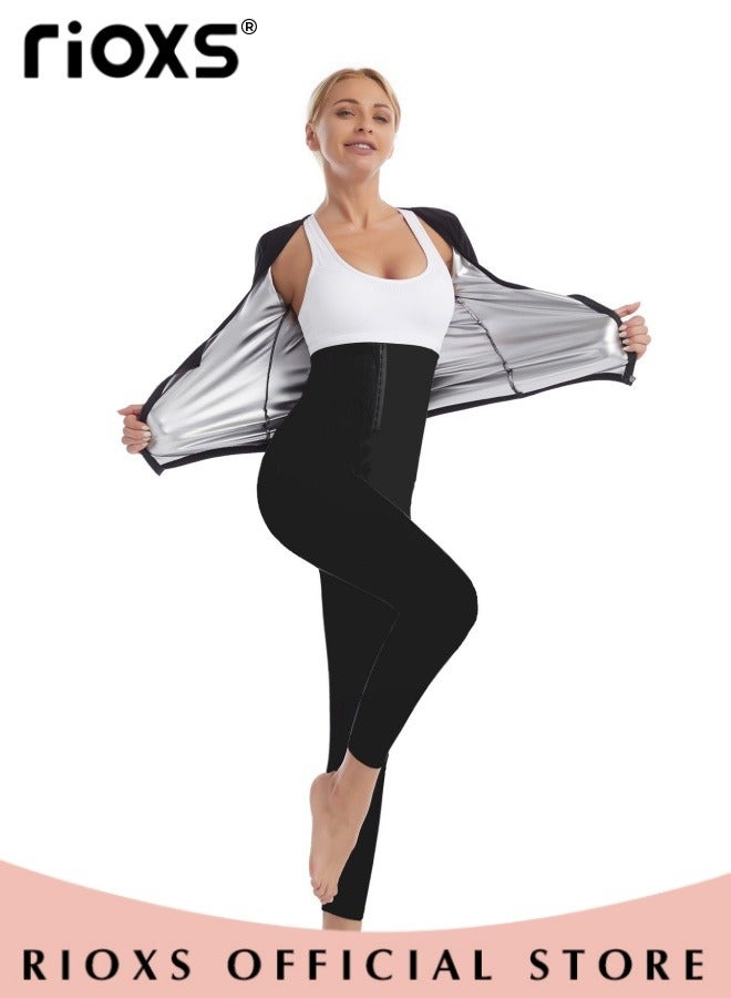 Women Compression Shapewear Tops, Short Sleeve Hot Waist Trainer, Underbust Tummy Control Body Shaper, Underbust Corset with Zipper, Lightweight Comfortable Sweat Fitness Shirt, Sauna Effect Tops, Easy to Wear and Take Off