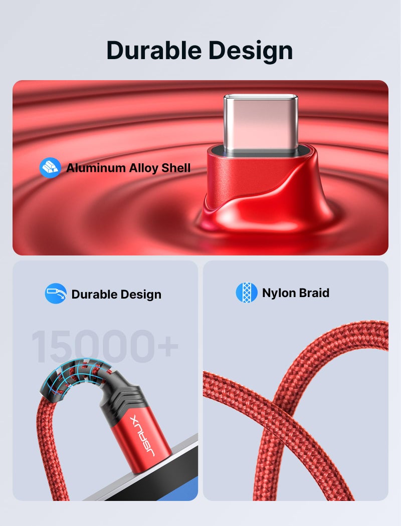 JSAUX 2-Pack USB Type C to 3.5mm Female Headphone Jack Adapter, USB C to Aux Audio Dongle Cable Cord Compatible with iPhone 15 Pro Max/15 Pro/15 Plus/15, Samsung Galaxy S23/S22, iPad Pro, Pixel - Red - Image 4