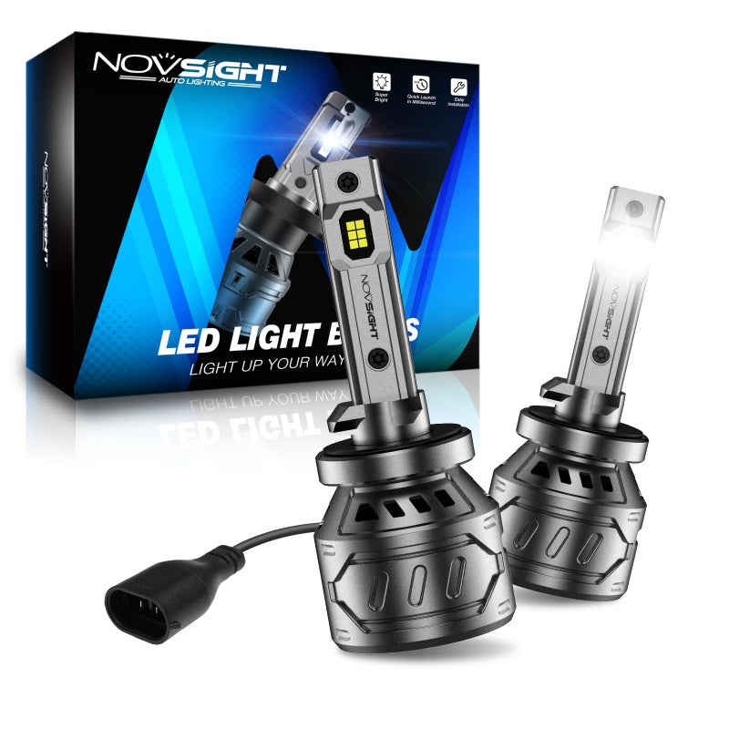 مصابيح ضباب LED NOVSIGHT 881 6500K بيضاء 60W 13000LM ساطعة 889 898 886 896 894 مصابيح ضباب قابلة للتوصيل والتشغيل تبريد سريع بديل IP68 مقاوم للماء عبوة من 2
