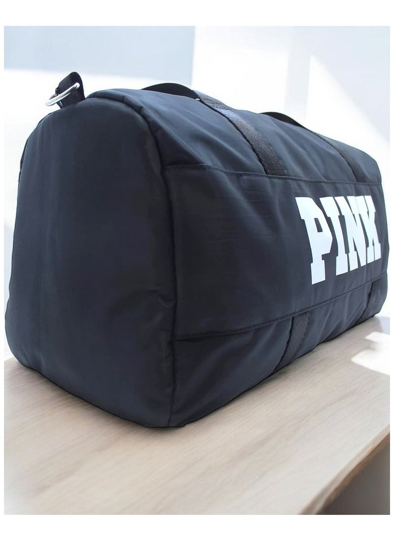SportQ Gym bag for women and men, a bag with the letters “Pink” pattern made of Oxford cloth, a large-capacity crossbody bag, a sports duffle bag, a shoulder bag for training, travel and yoga, by SportQ  - Image 2