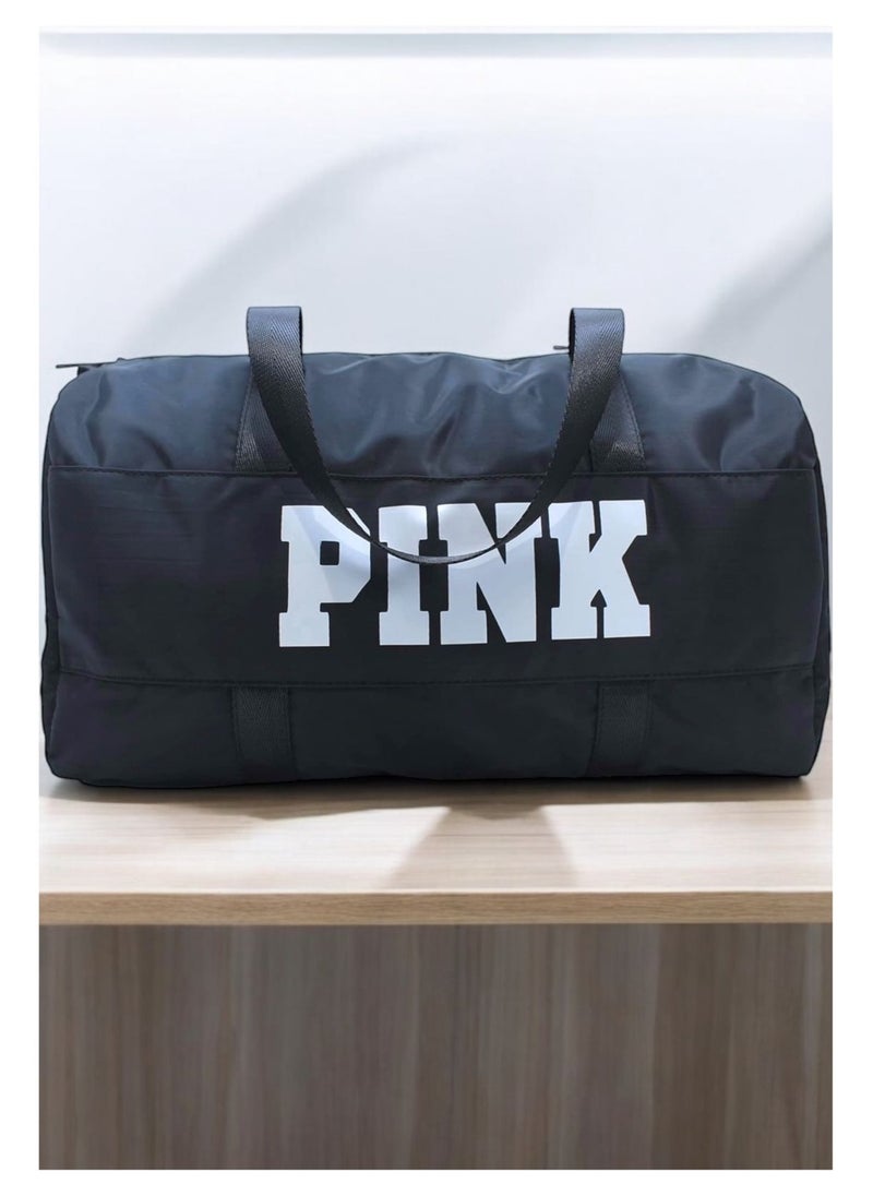SportQ Gym bag for women and men, a bag with the letters “Pink” pattern made of Oxford cloth, a large-capacity crossbody bag, a sports duffle bag, a shoulder bag for training, travel and yoga, by SportQ  - Image 3