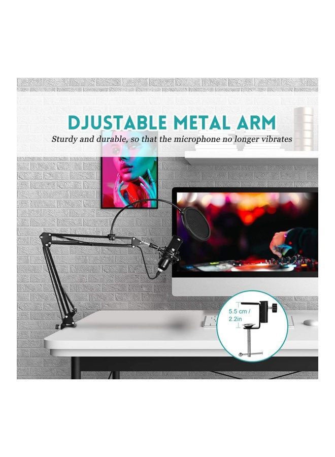 مجموعة ميكروفون مكثف بمنفذ USB مع حامل قابل للتعديل. أسود - Image 4