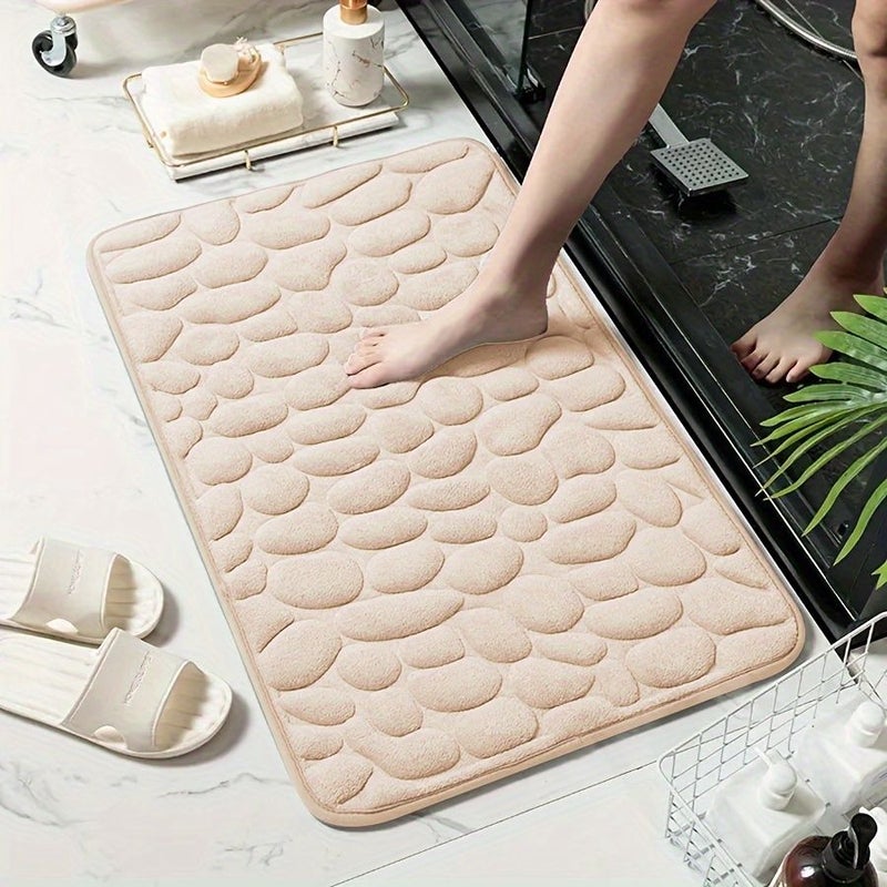 1pc Sky Blue Stone Embossed Super Absorbent Bath Mat Non Slip 40cm X 60cm Premium Ultra Soft Comfortable Floor Mat For Shower Bathtub Bathroom Decor - Image 5