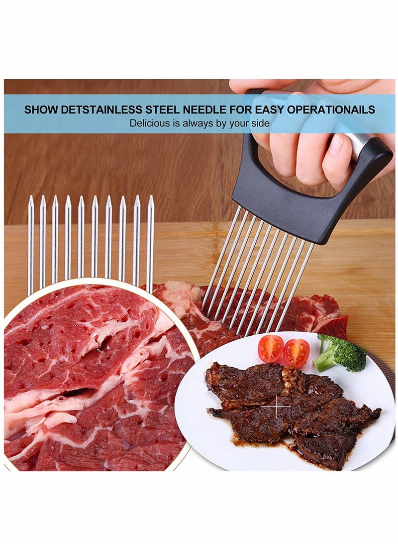 Generic - Onion Holder Slicer, 6PCS Finger Guard Set for Cutting, Stainless Steel Finger Protector, Thumb Guard Peelers for Onion Nuts Kitchen Tool Avoid Hurting When Slicing and Chopping - Image 1
