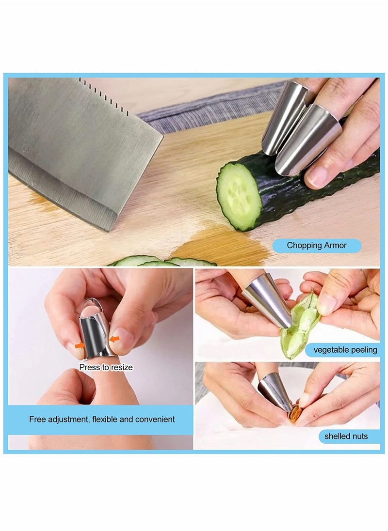 Generic - Onion Holder Slicer, 6PCS Finger Guard Set for Cutting, Stainless Steel Finger Protector, Thumb Guard Peelers for Onion Nuts Kitchen Tool Avoid Hurting When Slicing and Chopping - Image 1