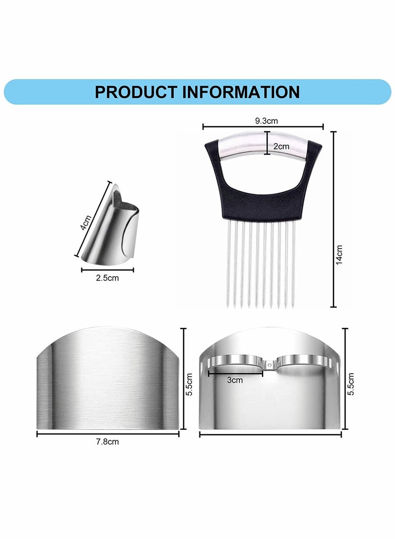 Generic - Onion Holder Slicer, 6PCS Finger Guard Set for Cutting, Stainless Steel Finger Protector, Thumb Guard Peelers for Onion Nuts Kitchen Tool Avoid Hurting When Slicing and Chopping - Image 1