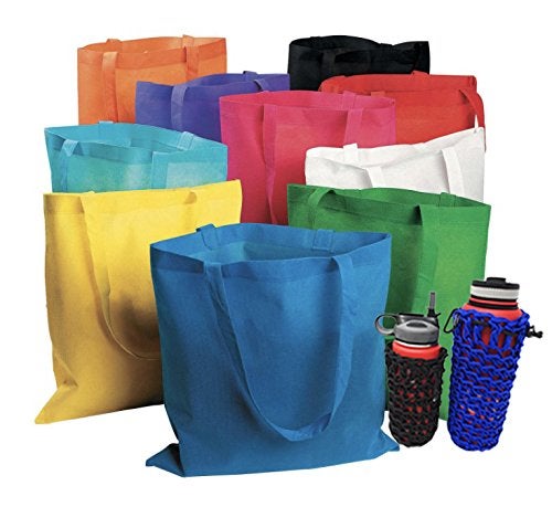 Funiverse 50 Bulk Large Tote Bag Mega Pack - 15” x 16” Reusable Shopping Bags (Red) - Image 2