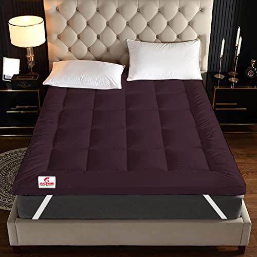 ACHIR 500 GSM Super Soft Polycotton Microfiber Mattress Topper/Padding for Soft and Comfortable Sleep-Wine, (Small Size, 36"X72"Inch, 3 X 6Feet) - Image 1