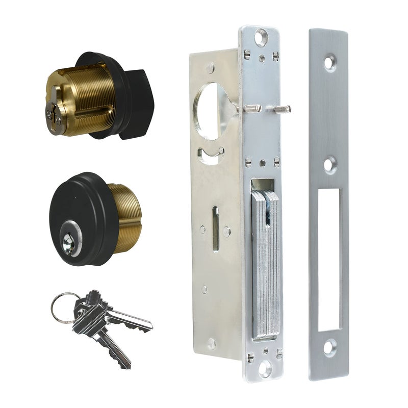 AIsecure Commercial Mortise Door Lock with Thumbturn 3132 Backset Storefront Door Deadbolt Lock Solid Brass Cylinder Direct Replacement for Aluminum Narrow Stile Doors Black - Image 2