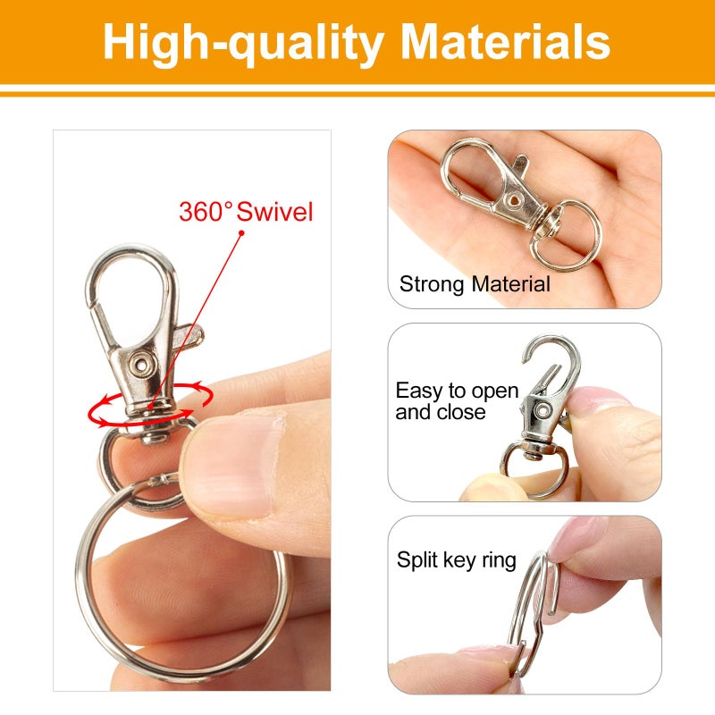 Sucrown 60PCS Keychain Making Kit, Including 30PCS Keychains Clips Hooks and 30PCS Key Chain Rings, Lobster Claw Clasps with Keychains Rings Accessories for Jewelry Making - Image 4