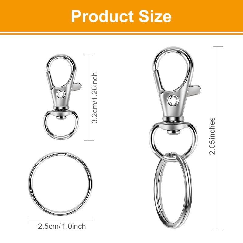Sucrown 60PCS Keychain Making Kit, Including 30PCS Keychains Clips Hooks and 30PCS Key Chain Rings, Lobster Claw Clasps with Keychains Rings Accessories for Jewelry Making - Image 3