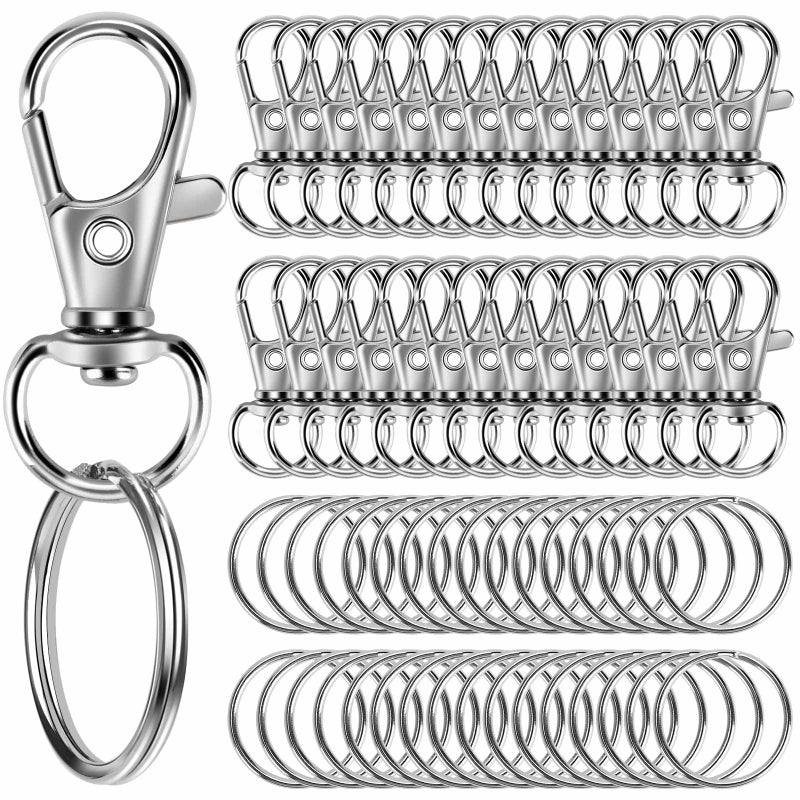 Sucrown 60PCS Keychain Making Kit, Including 30PCS Keychains Clips Hooks and 30PCS Key Chain Rings, Lobster Claw Clasps with Keychains Rings Accessories for Jewelry Making - Image 1