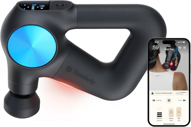 Theragun Therabody Theragun PRO Plus  6in1 Deep Tissue Percussion Massage Gun Handheld Personal Massager for Full Body Pain Relief  Muscle Tension with Biometric Breathwork Vibration  Heated Attachments - Image 1