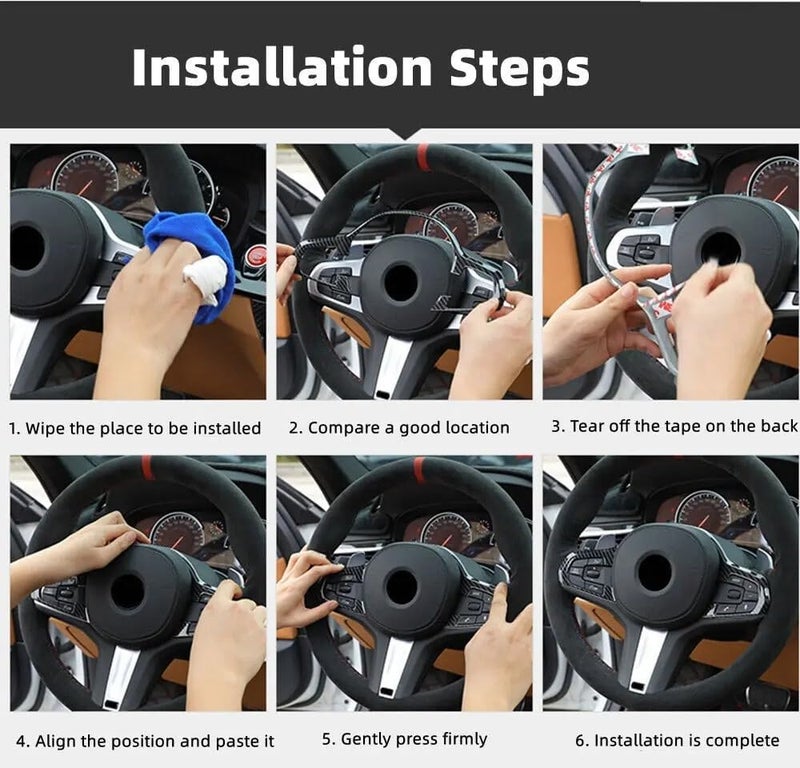 DEMULAX Carbon Fiber Style Steering Wheel Trim for BMW - Image 3