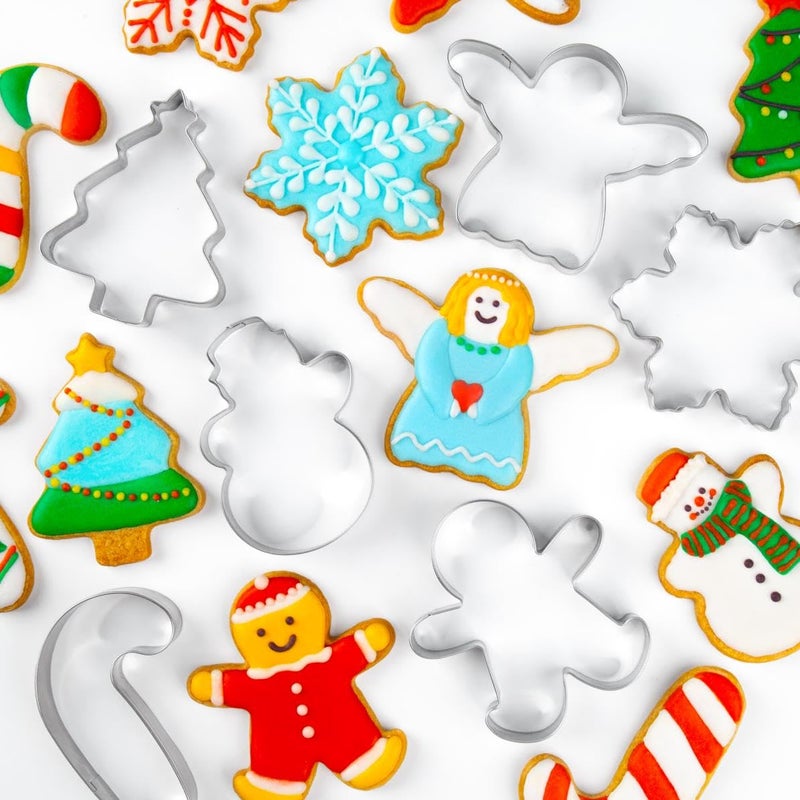 KELOFKO Christmas Cookie Cutter Set - 6 Pieces Christmas Cookie Cutter Shapes, Stainless Steel Cookie Cutters - Gingerbread Man, Snowflake, Christmas Tree, Angel, Snow Man,Candy Cane for Holiday - Image 2