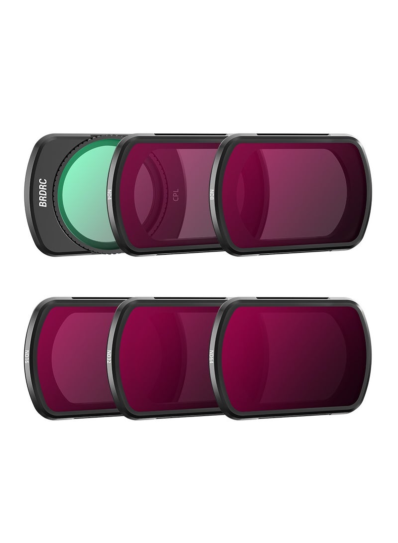 BRDRC 6-in-1 Camera Filter Set for DJI OSMO Pocket 3 – Adjustable CPL + ND4/ND8/ND16/ND32/ND64, Optical Glass, Nano Coating, Aluminum Frame, Waterproof & Oil-Resistant, Quick Swap Filters for Clear Shooting - Image 1