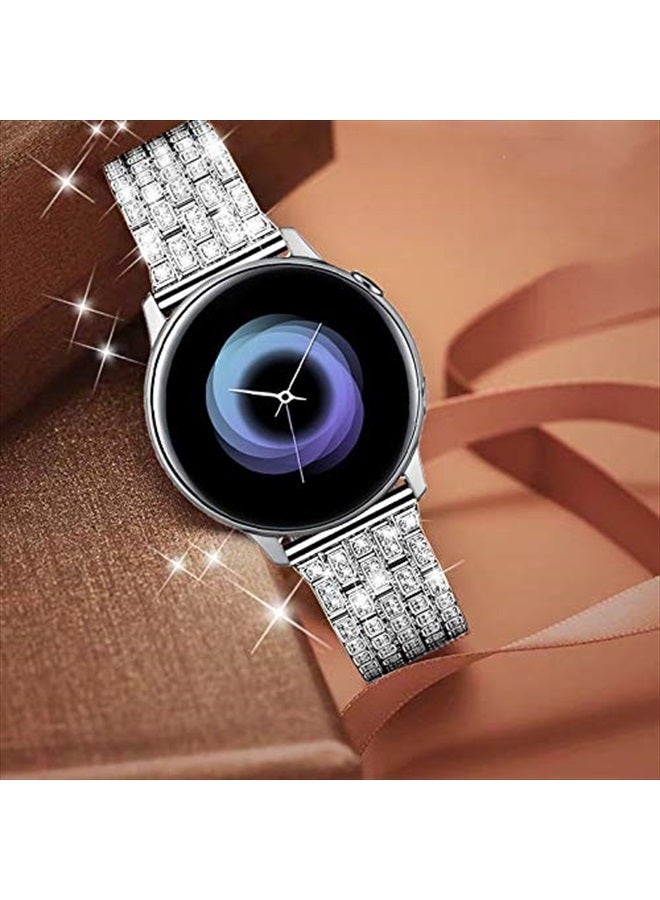DEALELE Bands Compatible with Samsung Galaxy Watch 6/6 Classic / 5/5 Pro/Galaxy Watch 4/4 Classic / 3 41mm / Active 2, 20mm Shiny Diamond Metal Replacement Strap for Women Men (Silver) - Image 4