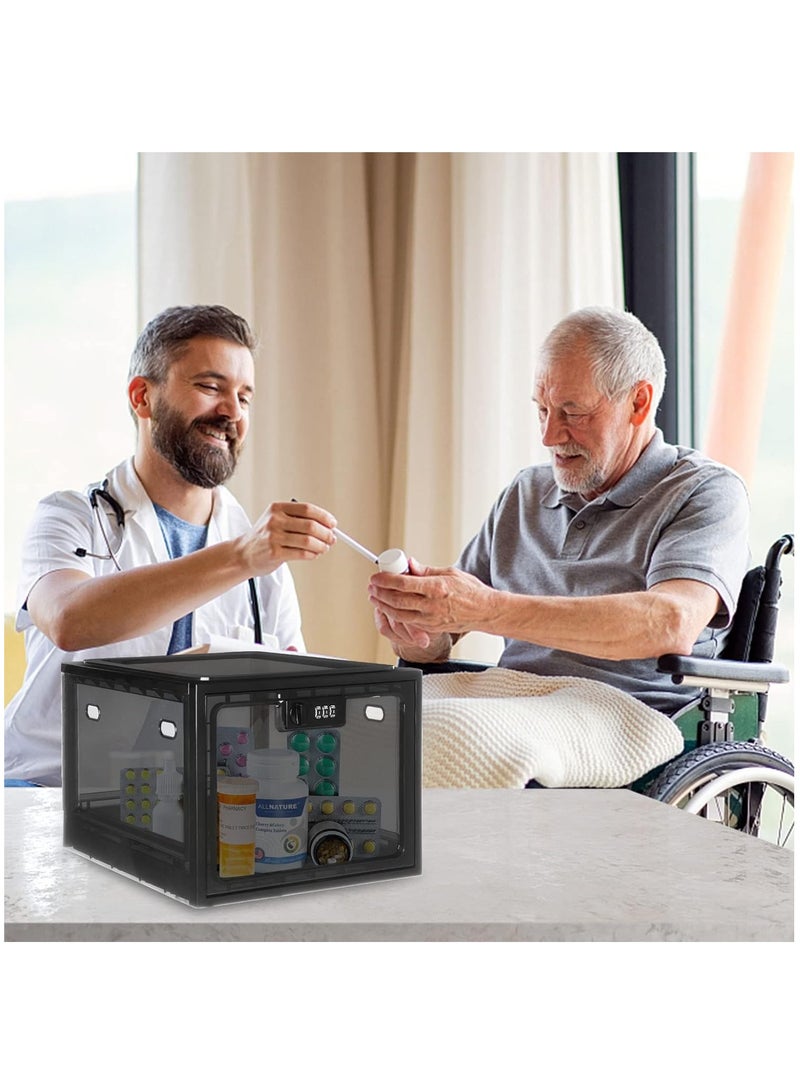 صندوق قفل المكتب المنزلي ذو سعة كبيرة وشفاف قابل للتكديس، حاوية قابلة للقفل للأدوية، صندوق قفل آمن، صندوق تخزين الأدوية، منظم تخزين الثلاجة للمطبخ والمنزل والمكتب الآمن - Image 5