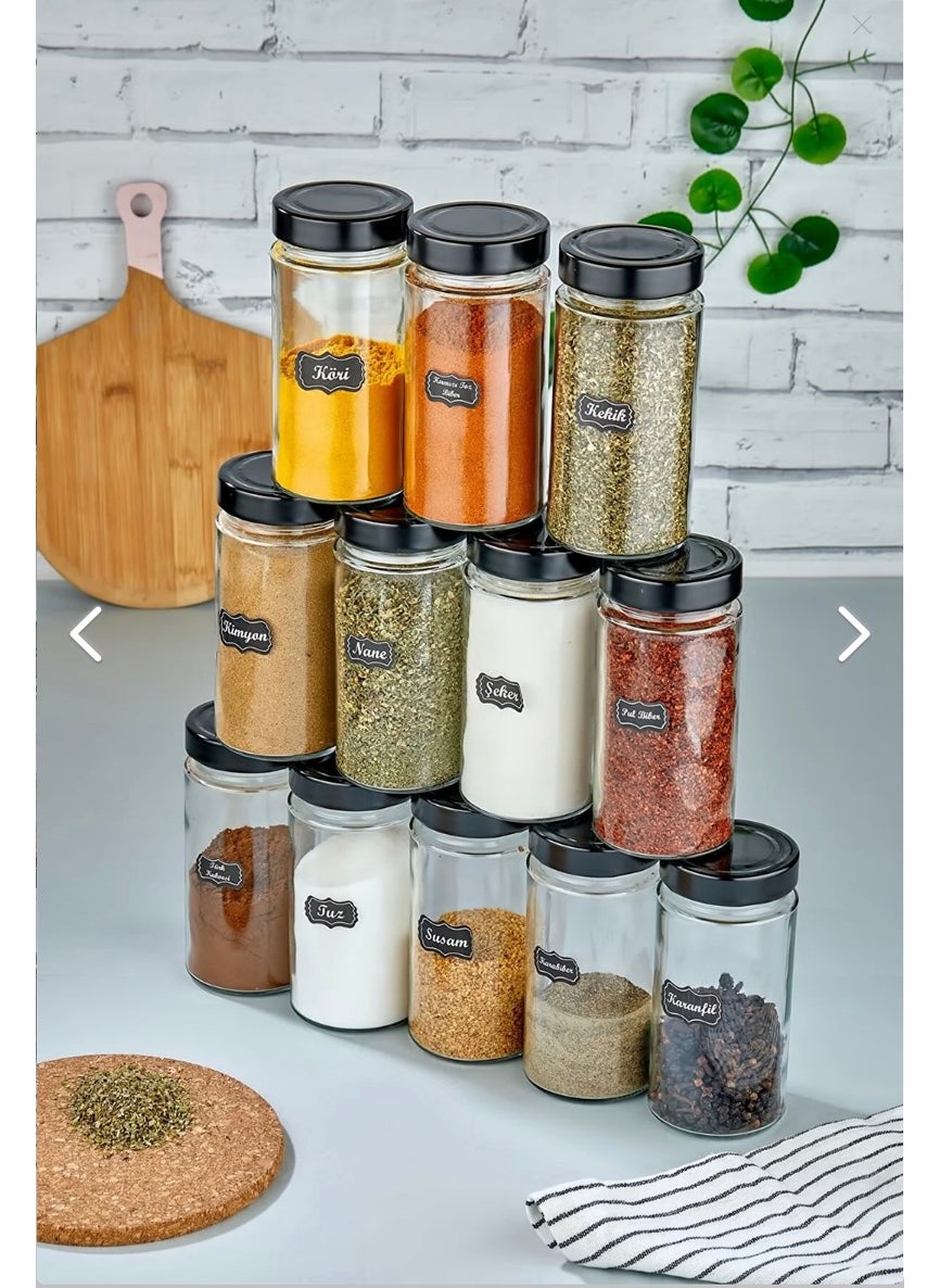 Fbz Home 12-Piece Labeled Glass Spice Set 500 ml Luxury Glass Jar  - Image 1