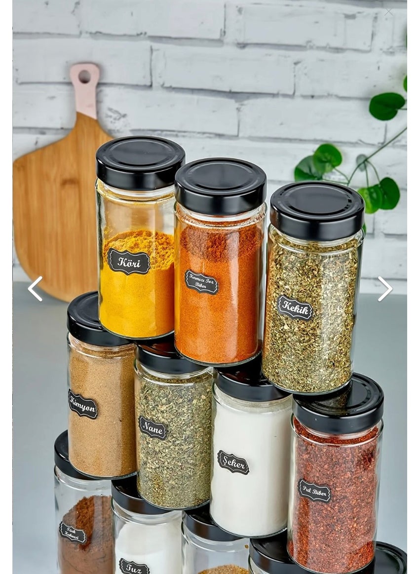 Fbz Home 12-Piece Labeled Glass Spice Set 500 ml Luxury Glass Jar  - Image 3