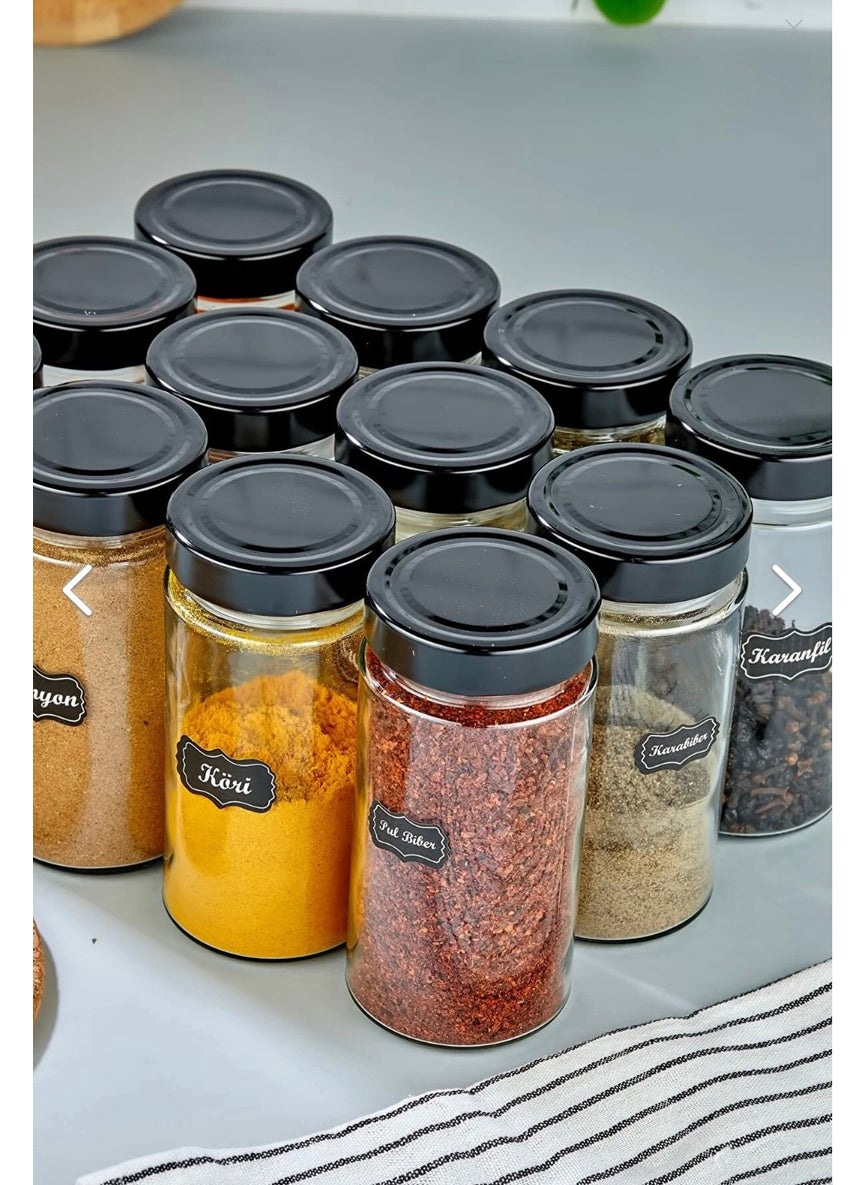 Fbz Home 12-Piece Labeled Glass Spice Set 500 ml Luxury Glass Jar  - Image 4