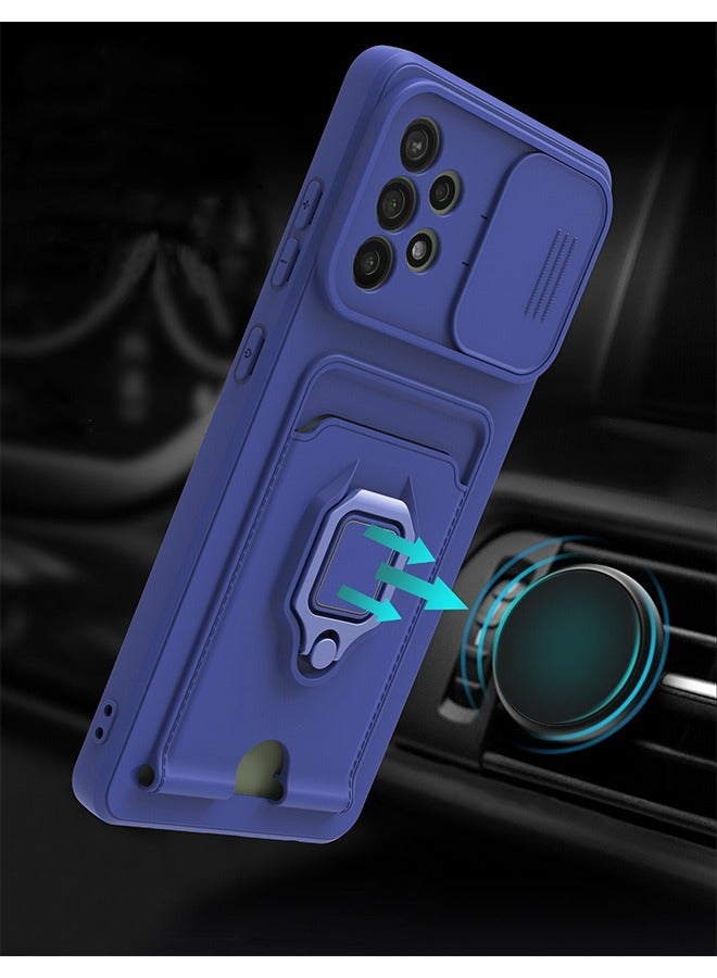 Case for Samsung Galaxy S23 ULTRA, Kickstand & Camera Slide Cover Ultra Thin Shockproof Case, Heavy Duty Shockproof Full Body Shell Protection (Blue) - Image 3