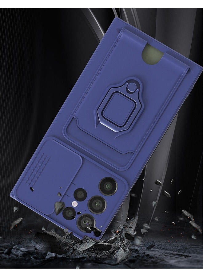 Case for Samsung Galaxy S23 ULTRA, Kickstand & Camera Slide Cover Ultra Thin Shockproof Case, Heavy Duty Shockproof Full Body Shell Protection (Blue) - Image 4