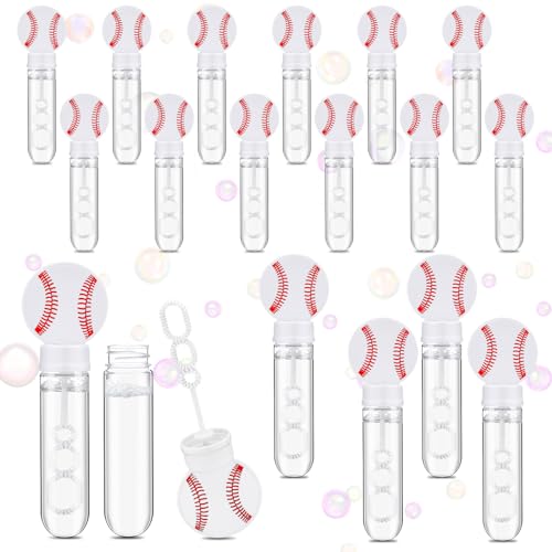 PullCrease 16 Pcs Big Baseball Bubble Wands Party Favors Gifts Birthday Bubble Wand Bulk Baseball Theme Birthday Party Supplies Decorations for Sport Lover Gifts Goodie Bag Stuffs - Image 1