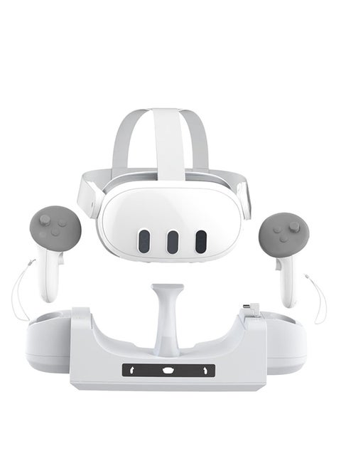 VR Charging Station for Oculus/Meta Quest 3 Charging Dock Supports LED Indicator Charging Dock Station with Magnetic Attachment for VR Console and Touch Controller