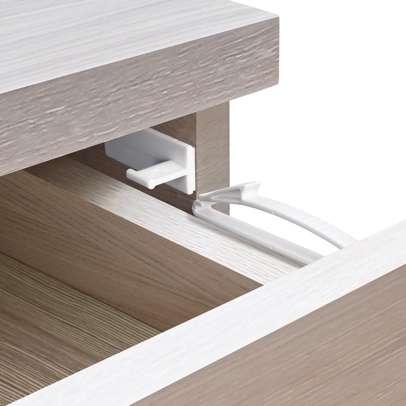 Coolrunner Child Safety Locks, 4 Pack Baby Proofing Drawers Locks, Baby Safety Invisible Drawer Latches with Strong Adhesive for Baby Care - No Tools or Drilling Required - Image 1