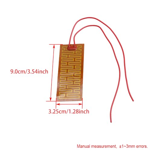 Bstinay PI Heating Film Plate 12V 10W Flexible Polyimide Heater Plate 3.54 X 1.28 Inch Easy to Install for Electronics Heating - Image 3