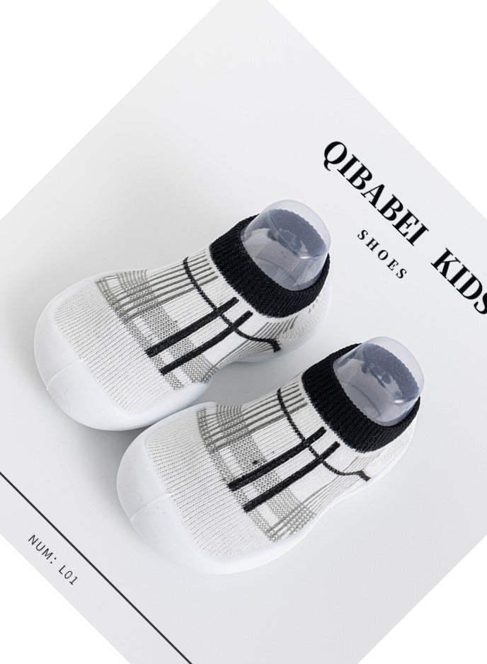 S SYMEFER Baby Sock Shoes with anti slip rubber First-Walking Shoes for Boy and Girls, Lightweight Bthable Cotton Indoor Sock Shoes for Baby Little Girls Boys, Black-M - Image 4