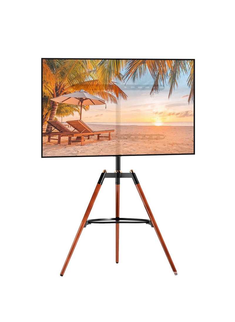 FlashHawk Height Adjustable Floor TV Stand for 32-65 inch Screens,Corner TV Stand Mount with Wood Legs for Bedroom, Living Room, Studio  - Image 1